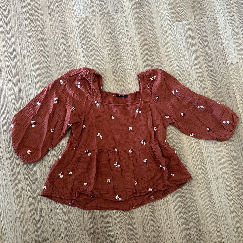 Madewell Rust Floral Blouse